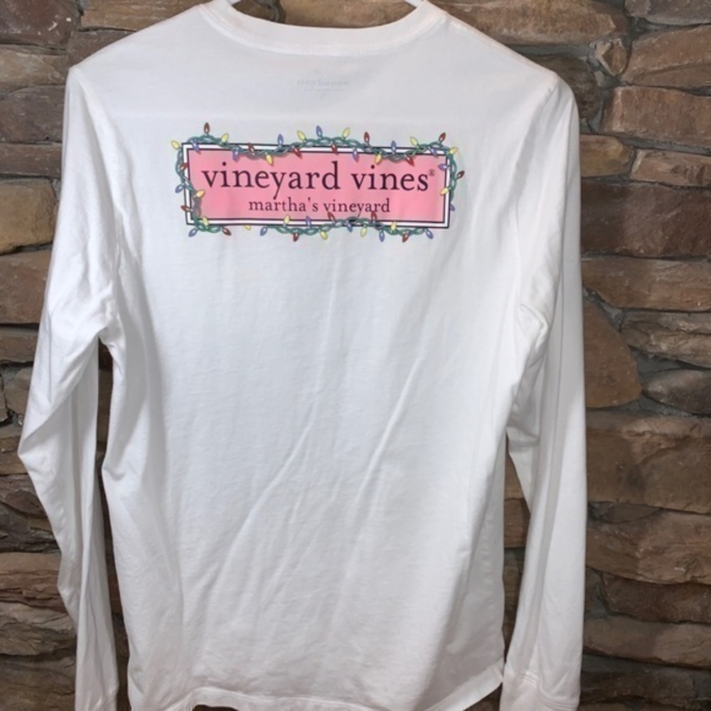 Vineyard Vines Pocket Long Sleeve T-Shirt Whale Logo White Christmas Boys XL 18
